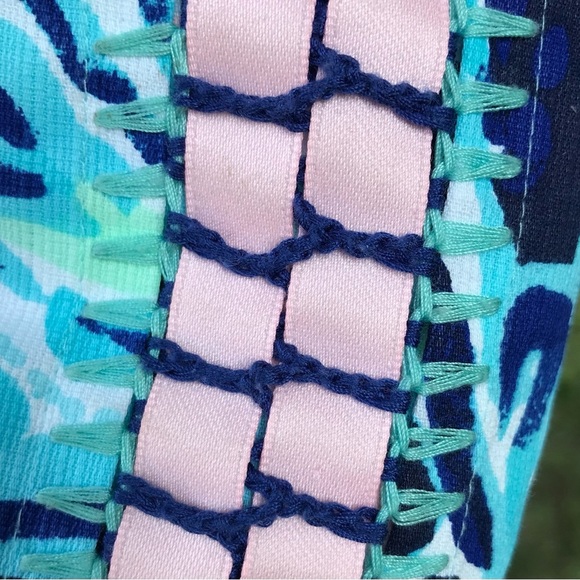 LILLY PULITZER Mila Blue Pink White Swirl Design Cotton Sheath Dress Size 00 - Picture 5 of 16